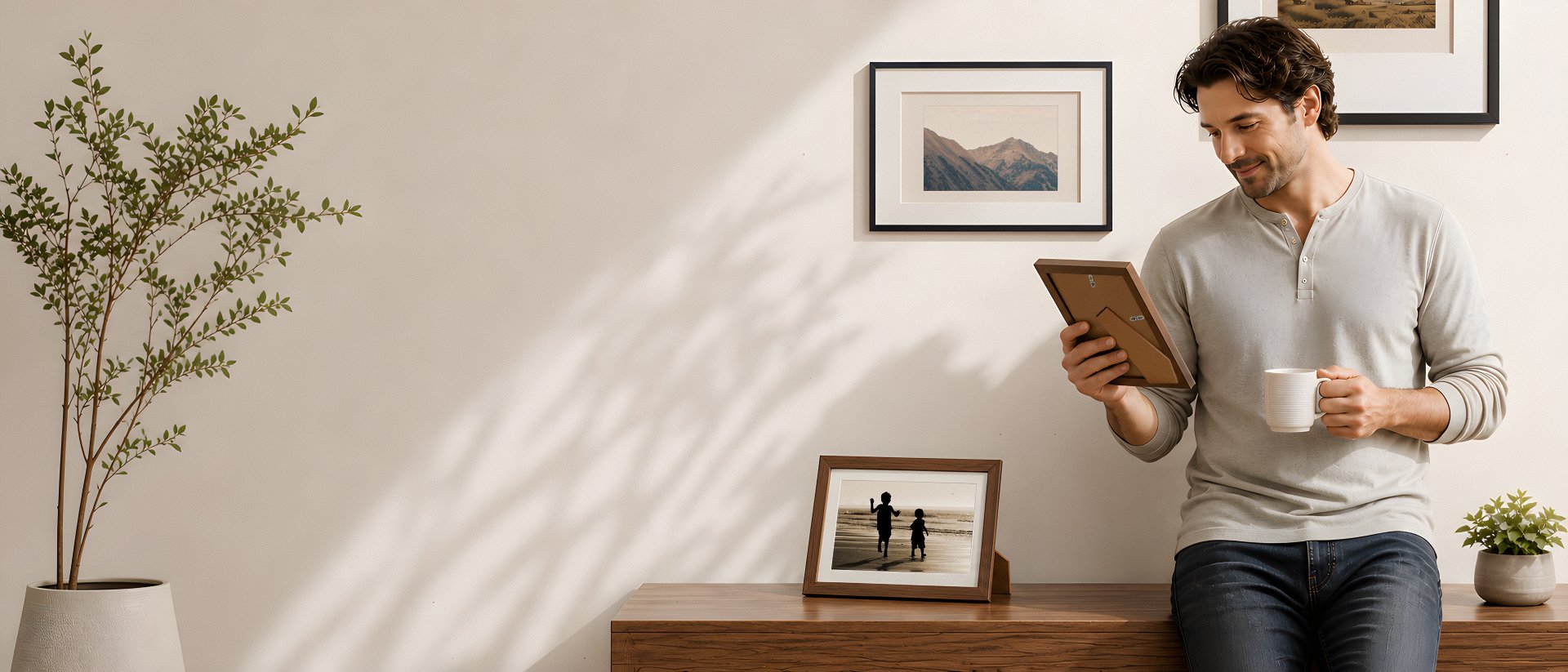 ZECUELY picture frames displayed in a bright, lived-in home interior