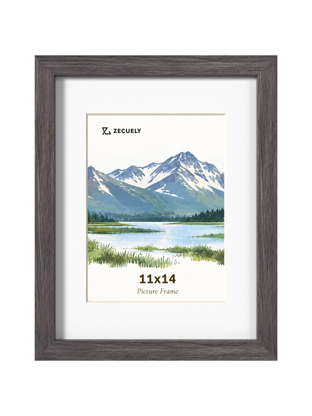 ZECUELY Natural Texture Series frame in Black Oak with white mat