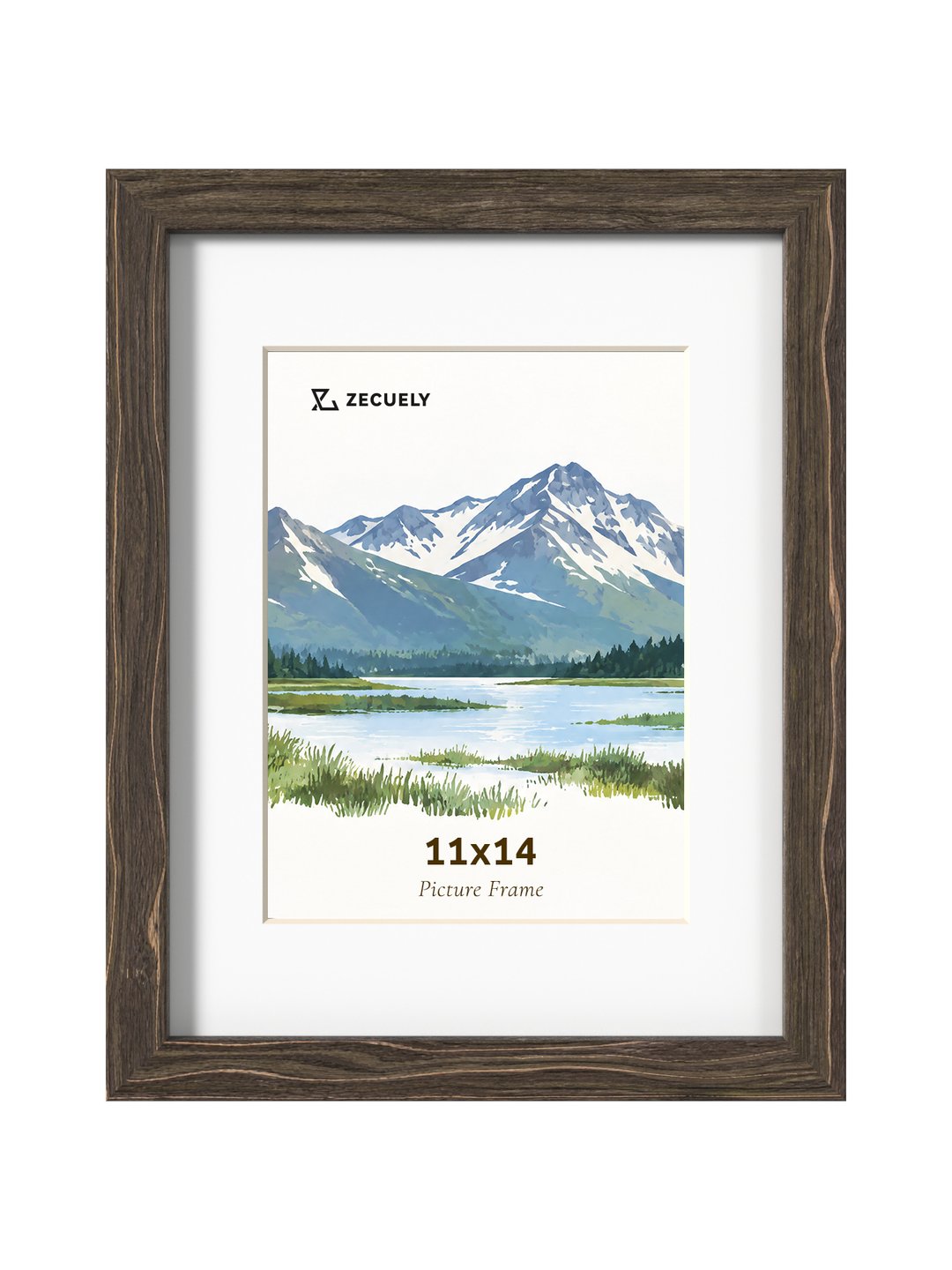 Black Ice Tree finish — dark brown grain with golden streaks at 11×14 with white mat