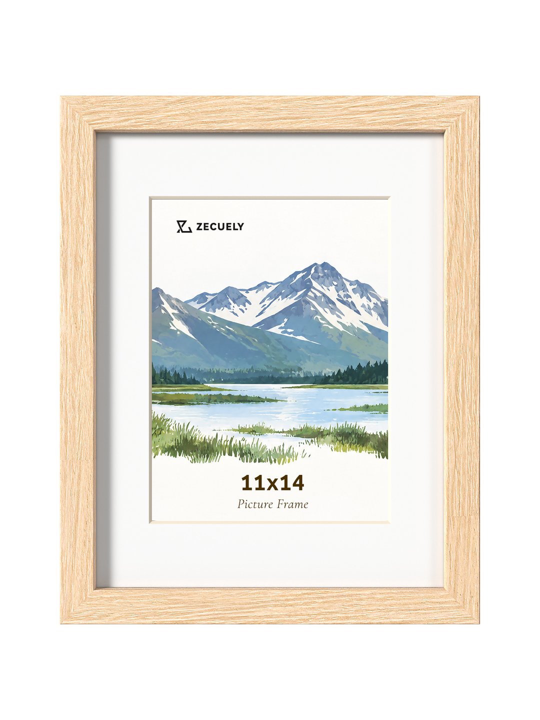 Autumn Wood finish — natural oak tone with clear grain at 11×14 with white mat