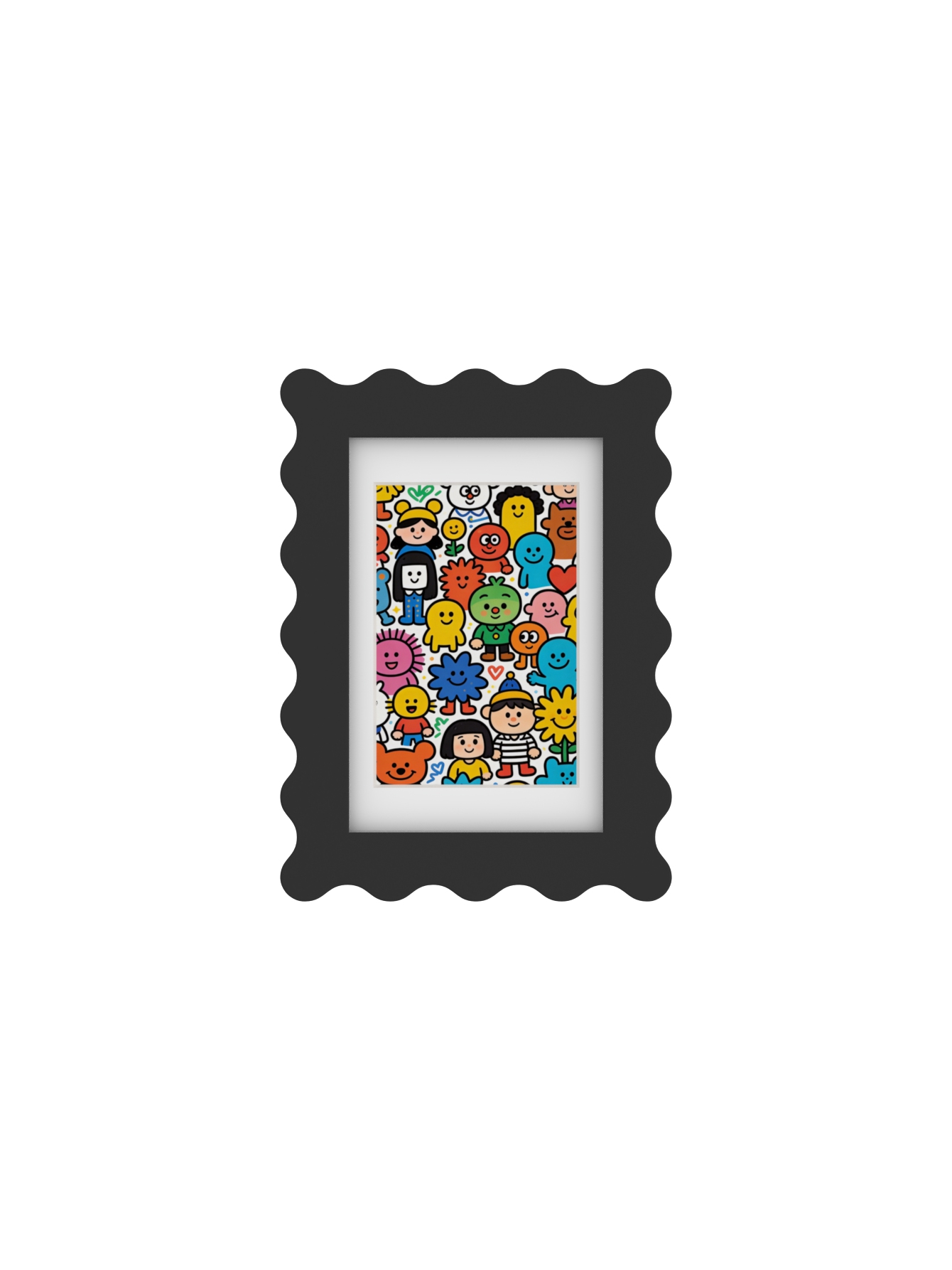ZECUELY black scalloped wave frame on clean background