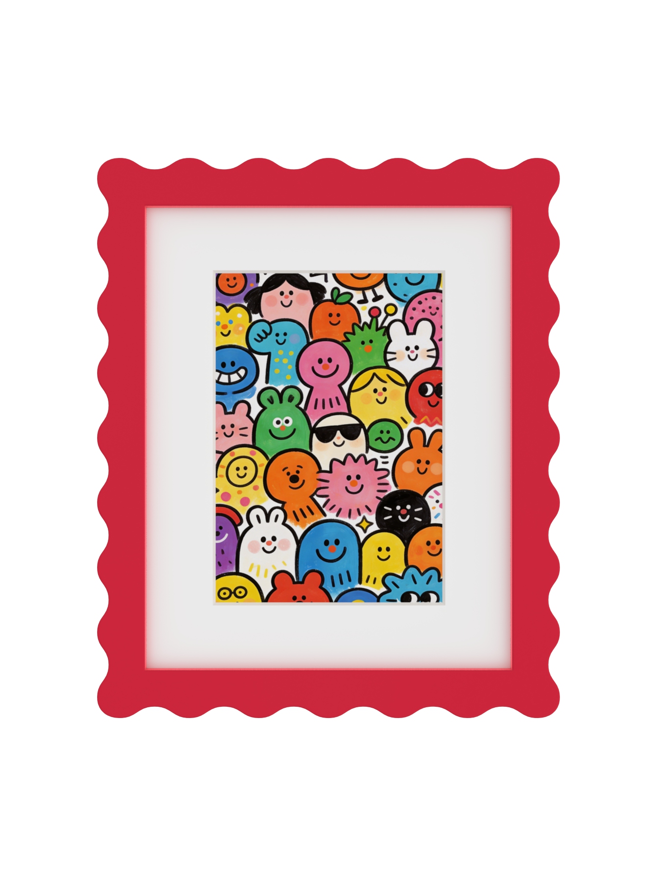 Red scalloped frame with white mat